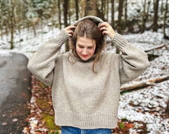 Knitting Pattern, Hoodie Knitting Pattern, Sweater Knitting Pattern, Modern Knitting Pattern, Chunky Knitting Pattern | The Snow Day Hoodie