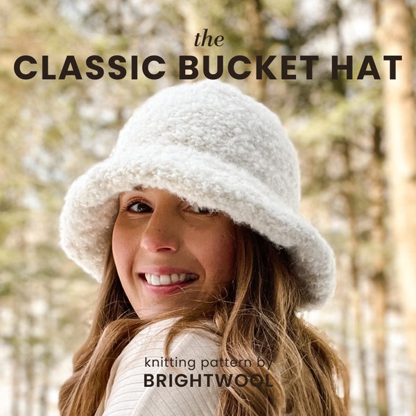 Knit Bucket Hat Pattern, Bucket Hat Knitting Pattern, Knit Bucket Hat, Knit Hat Patterns | Classic Bucket Hat Knitting Pattern
