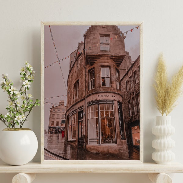 Edinburgh Travel Print | The Milkman Edinburgh Instant Download Poster | Printable Cozy Scotland Downloadable Wall Art Digital A3 A4 A5