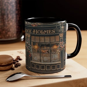 Sherlock Holmes Mug Cozy London Sherlock Holmes Pub Black Mug Sherlock Holmes Gifts 11oz Ceramic Mug Christmas Gift 5 Custom Accent Options