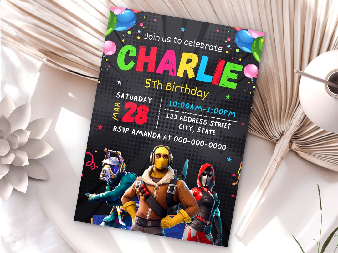 Editable Fortnight Birthday Invitation Kids Birthday - Etsy UK