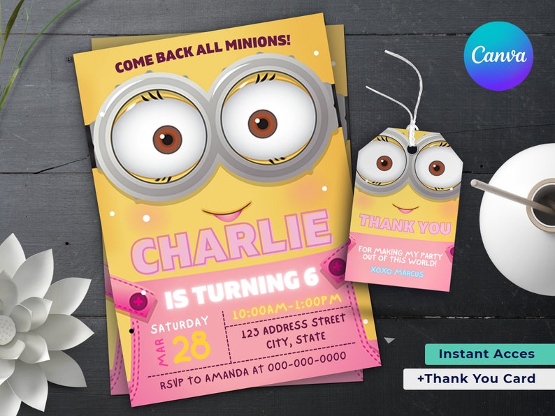 Editable Minions Birthday Template Minion Invite Minions - Etsy UK