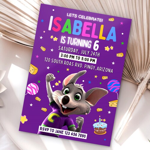 Printable Chuck E Cheese Birthday Party Invitation - Etsy Canada
