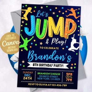 Editable Jump Birthday Party Invitation Tie Dye Jump Birthday Party ...