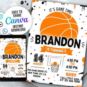 Basketball Invitation, Basketball Birthday Invitation, Instant Download Basketball Invitations, Basketball, EDITABLE, INSTANT DOWNLOAD NSW2
