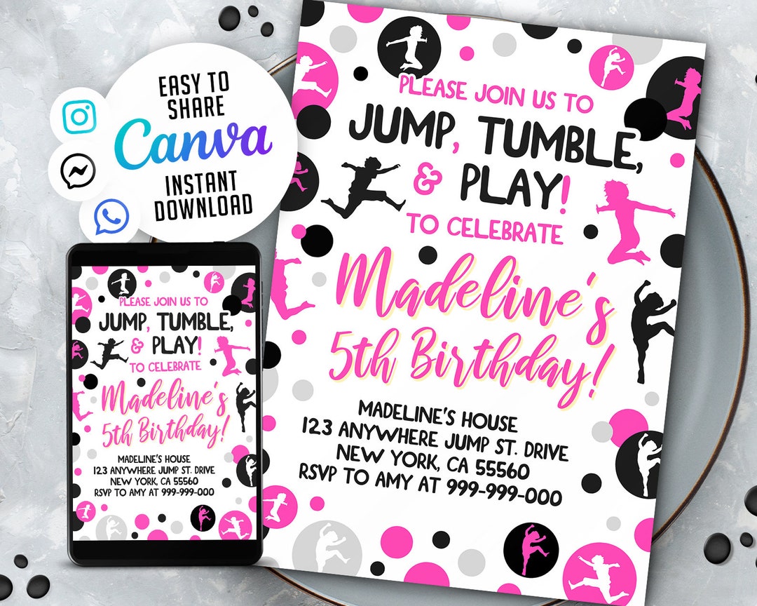 Gym Birthday Invitations Gymnastic Invitation Boy Gym Party Etsy