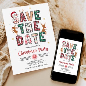 Weihnachtsfeier-Einladung, Save The Date-Einladung, Urlaub Friendsmas Party-Einladung, bearbeitbare Weihnachtseinladung, WSCH01