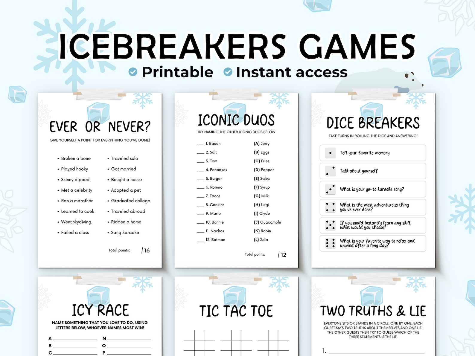Icebreaker Games Bundle Ice Breaker Games Ice Breaker Etsy