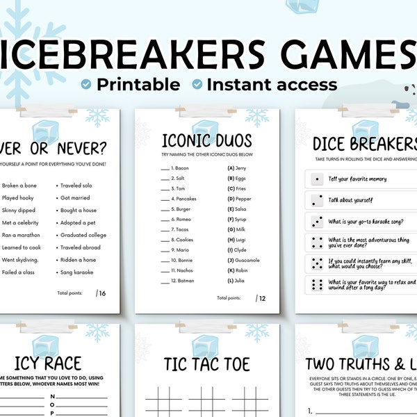 Icebreaker Games Bundle | Ice Breaker Games | Ice Breaker Questions | Office Party Games | Happy Hour Games | Printable Games ICE01