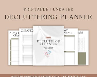 Rensning och städplanerare | Arbetsbok för hemorganisering | Digital städchecklista | Utskrivbar PDF