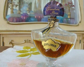 Vintage 1930s Sealed & Corded BACCARAT Guerlain SHALIMAR Extrait Parfum Perfume 0.67 2/3 Oz 20ml Splash w Import Sticker and Acid Etching