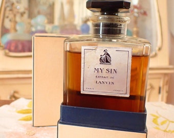 Vintage 1930s Original Formula Jeanne Lanvin MY SIN Extrait Parfum HUGE 8 Oz 225g Splash New in Presentation Box