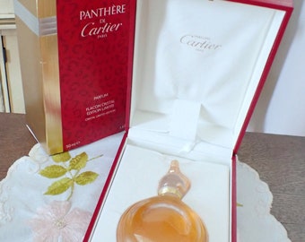 Vintage 1990s 1997 Confirmed PANTHERE DE CARTIER Limited Edition Real Parfum Perfume 1.6 Oz 50ml Flacon Cristal Number 435/1040