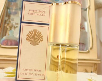 Perfume en spray White Linen de Estée Lauder, vintage, 50 ml (1,75 oz), con caja – década de 1990, EE. UU.
