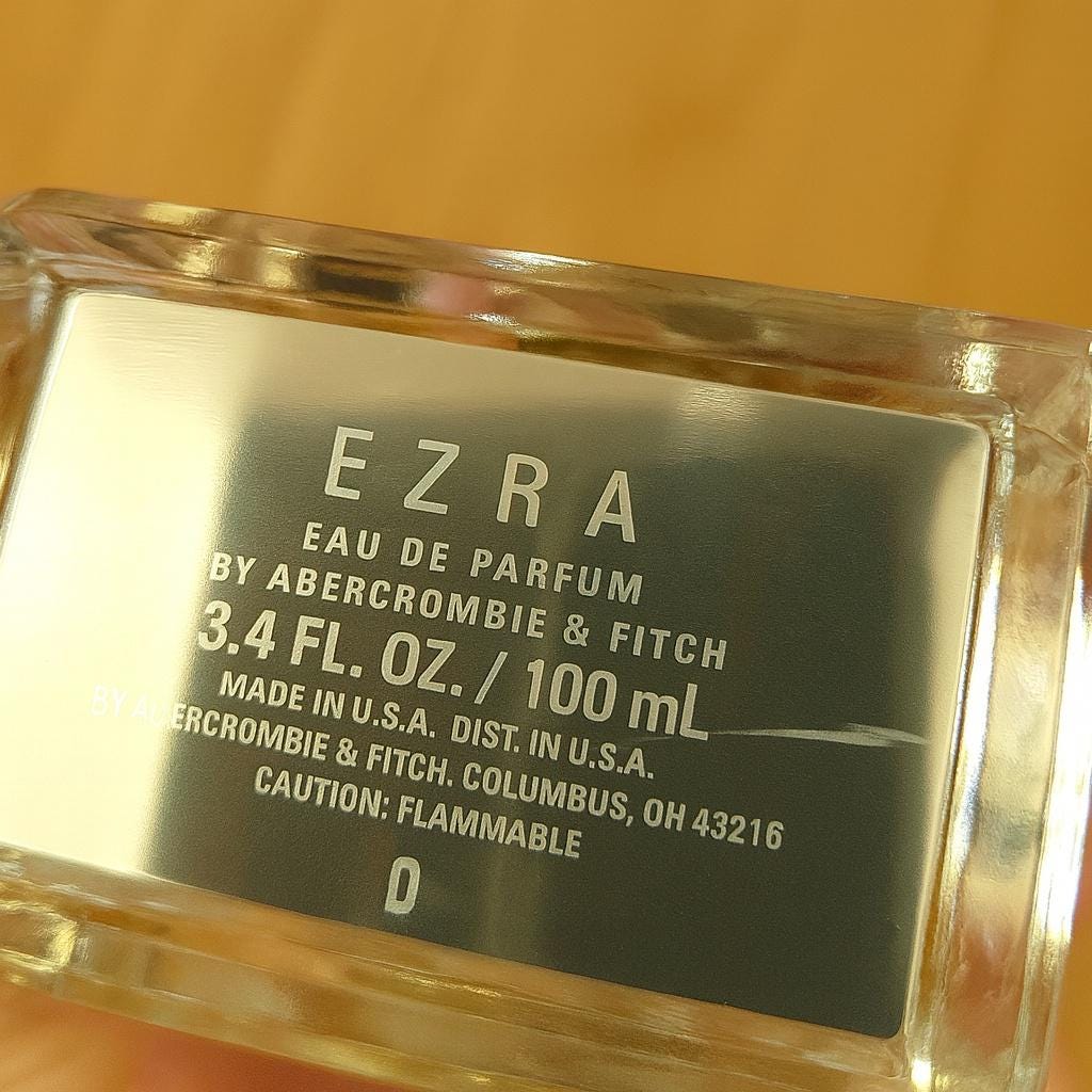 Circa 2006-2010 Abercrombie & Fitch EZRA for Women Eau De Parfum