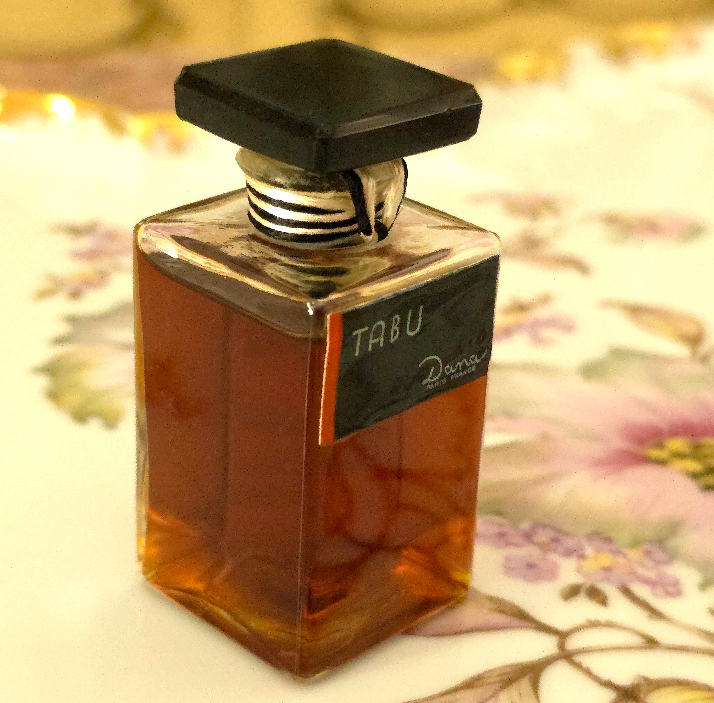 Vintage 1930s–1940s Dana Tabu Parfum 0.50 Oz (15cc/ml) Art Deco