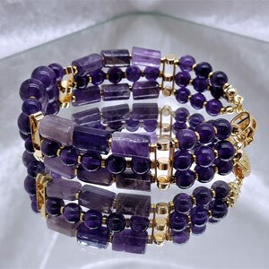 Handmade Three-Row Amethyst Bracelets. Gemstone Jewellery