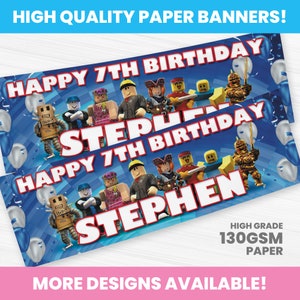 Personalised Roblox Birthday Banners