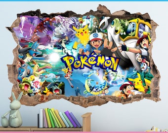 Pokemon Broken Wall Art Sticker Bedroom Decal