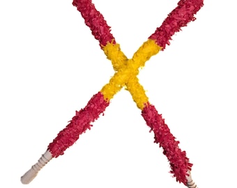 Pair of authentic bull banderillas with the colors of the Spanish flag