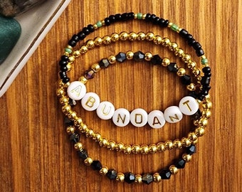 Luxe Spacer Bracelet - Stacking Bracelet - Mama Word Bracelet - Women's Beaded Bracelet - Thoughtful Present Gift