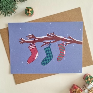 Carte de Noël : Chaussettes