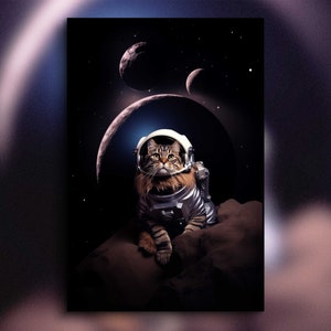 Maine Coon Cat in Space • Funny Wall Art, Animal Prints, Home Printables, AI Print, Poster, Art Gift, Digital Download, Instant Download