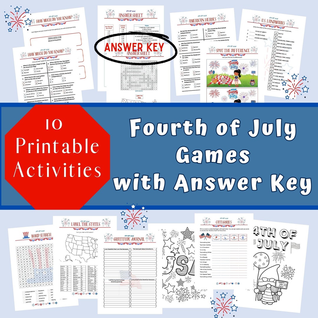 4th of July Games & Activities: Printable Trivia, Riddles, Coloring ...