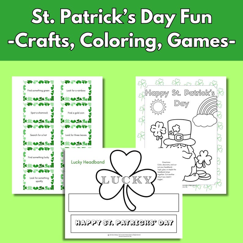 St. Patrick's Day Fun Pack- Activity Book-worksheet of Games, Crafts ...