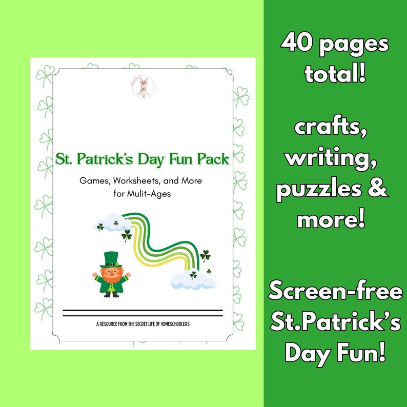 St. Patrick's Day Fun Pack- Activity Book-worksheet of Games, Crafts ...