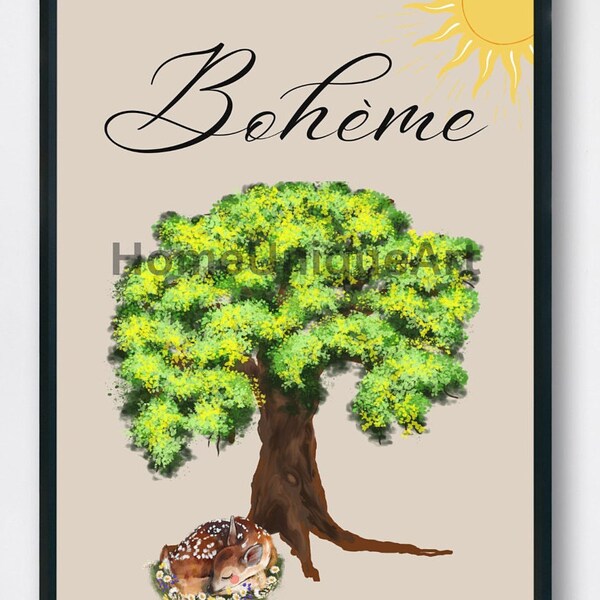 Bohème... graphic print in DIN A4 digital download wall decoration for any room, great gift for any occasion