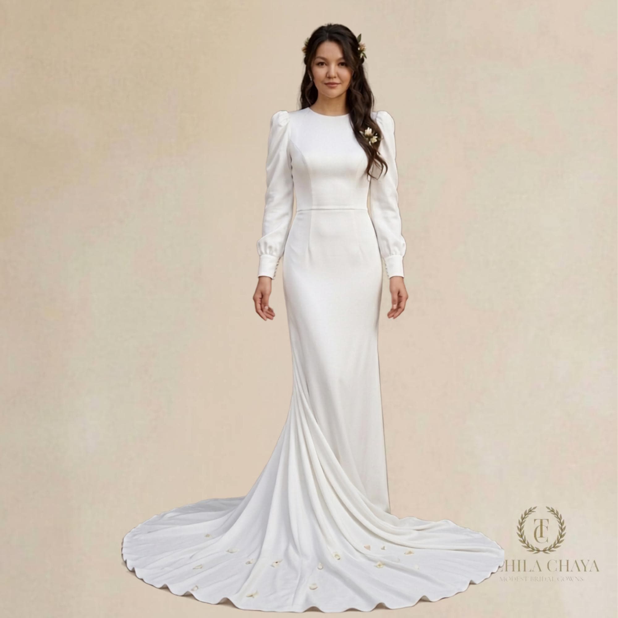Satin Fit and Flare Wedding Dress