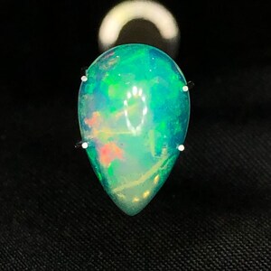 Natural Blue Ethiopian Opal Pear, 14x9 MM 2.95 Carats Loose Orange Green & Blue Multi Fire Opal Pear October Birthstone For Jewelry Making