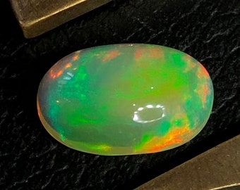 Flawless White Opal Oval, 14x9 MM Ethiopian Blue & Green Fire Opal, Orange Fire Welo Cabochon Opal, Untreated Opal Gemstone 3.80 Carats Opal