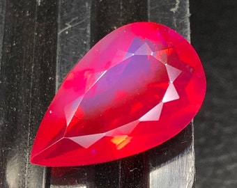 Red Ethiopian Opal, 18x11MM Pear 5.50 Carats Loose Faceted Ring Size Opal Pear For Jewelry Making