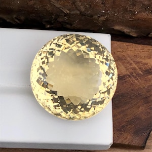 21 MM Yellow Citrine Round Shape, 36 Ct Huge Size Citrine, Untreated Yellow Citrine Faceted, Round Shape Citrine Gemstone For Pendent Making