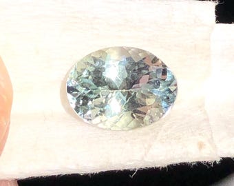 Unheated Silver Green Tanzanite Gemstone, 1.20 Ct Oval Cut