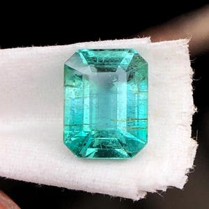 Esmeralda natural de corte octogonal, esmeralda de Zambia, esmeralda suelta, esmeralda azul verde menta, esmeralda con inclusión de rutilo, esmeralda para anillo, 1,65 cts.