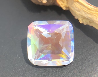 Orange Green Fire Moonstone, Cushion Cut, Madagascar Gemstone