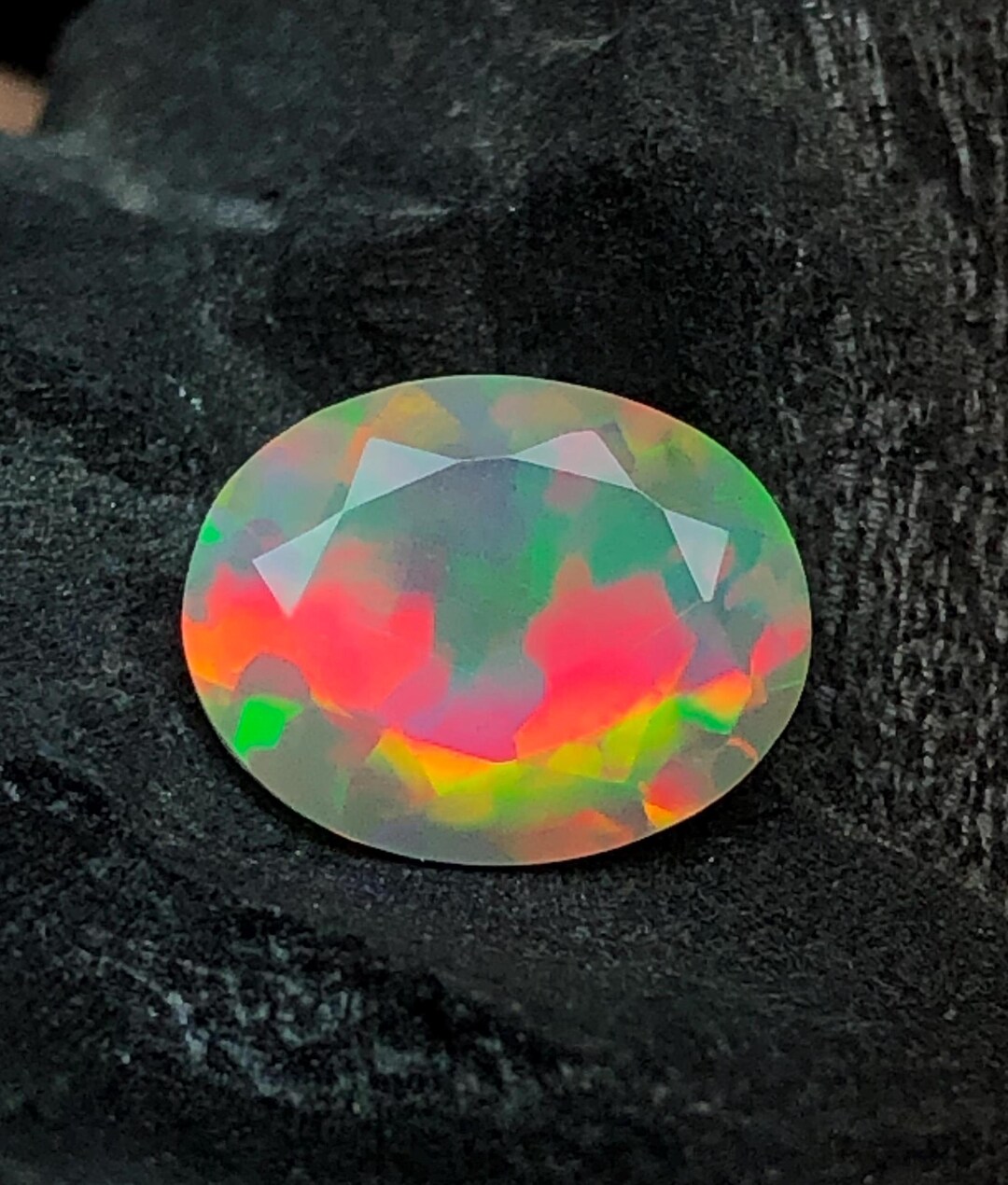 Faceted Ethiopian Opal, Loose Oval Opal, 1 Carat (9x7 Mm) - Etsy