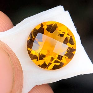 Asscher Cut Citrine Round, Natural Golden Yellow Citrine, Loose 9 MM Faceted Tanzanite, Stunning Citrine Gemstone For Making Jewelry.