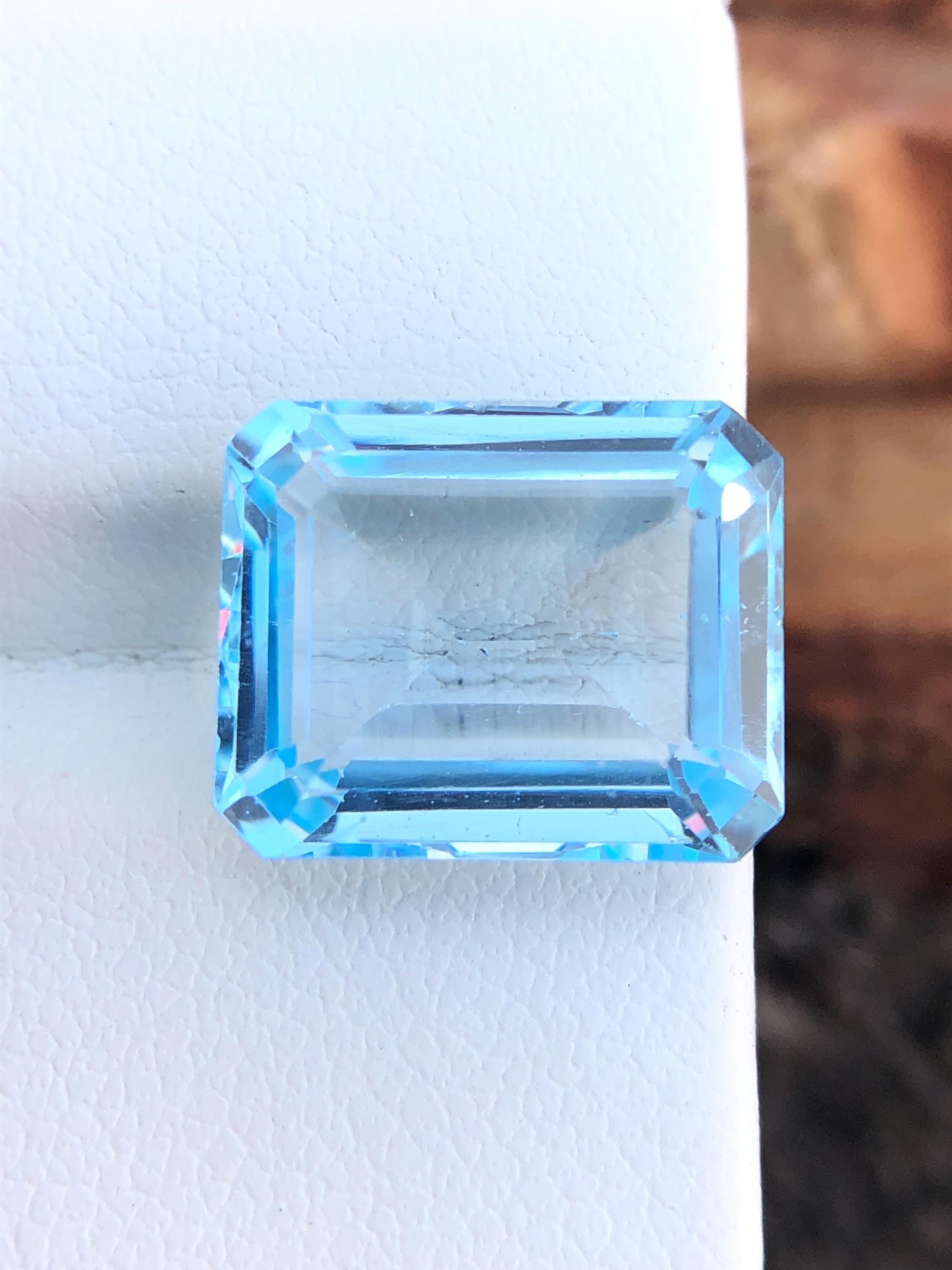 Blue Topaz Gemstone, Faceted Octagon Cut, December Birthstone (6.90 Ct ...