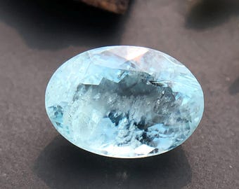 Pierre Aigue-Marine Naturelle Du Brésil - 5,29 Carats - Taille Ovale - Neuf Avec Étiquettes