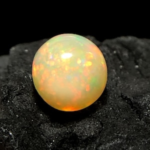 Natural Yellow Ethiopian Opal Sphere, 7 MM Rainbow Fire Ball Loose Gemstone For Jewelry