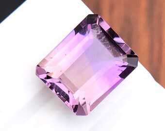 Faceted Octagon Ametrine Gemstone, Purple Brown, 4.10 Carats (11x9 MM)
