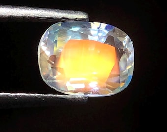1 Ct. Natural Moonstone Cushion | 7x5 MM Rainbow Fire Iridescent Madagascar Moonstone For Jewelry.