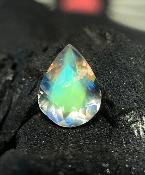 Rainbow Madagascar Moonstone, 0.75 Ct Pear Cut Gemstone