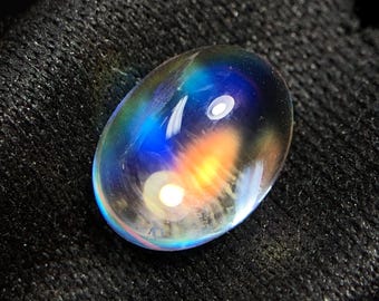 Rainbow Moonstone Cabochon, Madagascar Gemstone (9x6 MM)