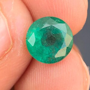 Natural Green Emerald Round, 1.85 Carat Loose Emerald, Faceted Emerald Gemstone, Ring Size Emerald Cut, Cut Emerald Stone For Jewelry Making