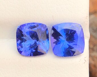 Seltener Natur Lila Blauer Tansanit, 5,80 MM Beide Kissen Paar 1,80 Karat Lose Facettierte Edelstein